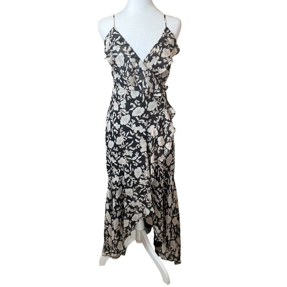 Express Womens Floral Ruffle Dress Fairy Grunge Whimsigoth Asymmetrical Whimsy - Picture 1 of 12